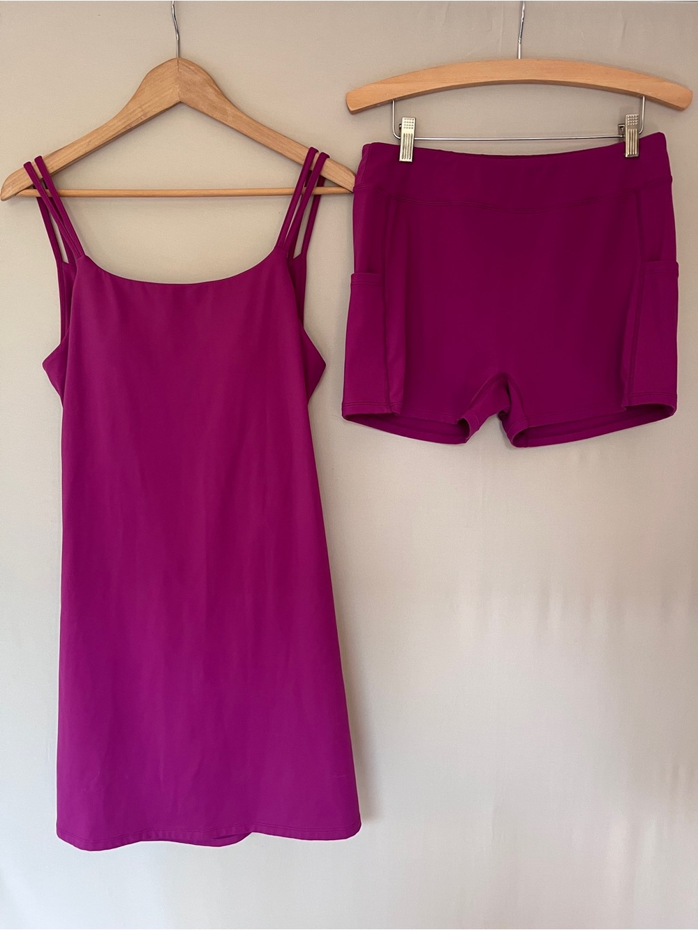 Halara 2-Piece Dress & Shorts Set Fuchsia Open Back Activewear L